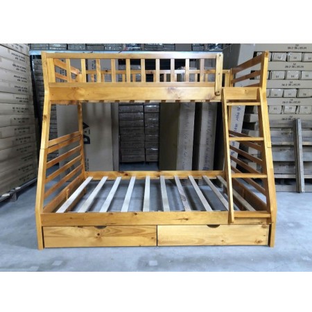 B129 Oak : Giường 2 Tầng + Hộc Kéo - 1m / 1m4
